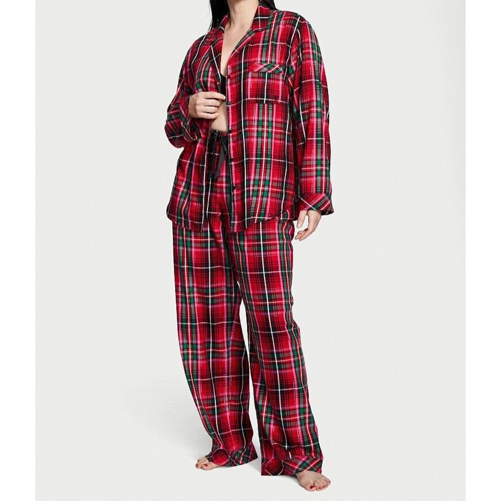 Victoria's Secret Red Plaid Matching Pajama Set Womens Medium Long Sleeve Sleep